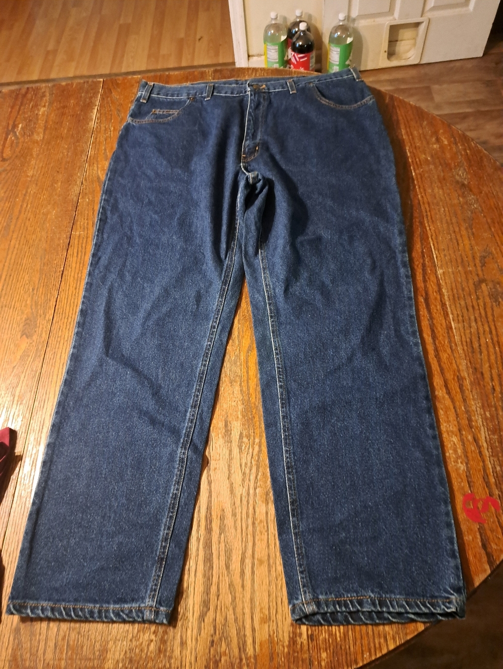 40x30 Faded Glory Cotton Straight Leg Denim Blue Jeans With Pockets Belt Loops
